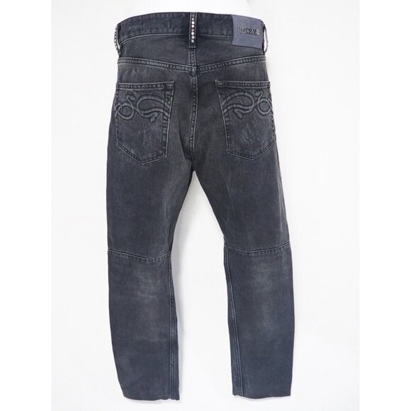 Just Cavalli Black Distressed Denim Studded Slim Leg Jeans, Size 30 - Picture 8 of 16